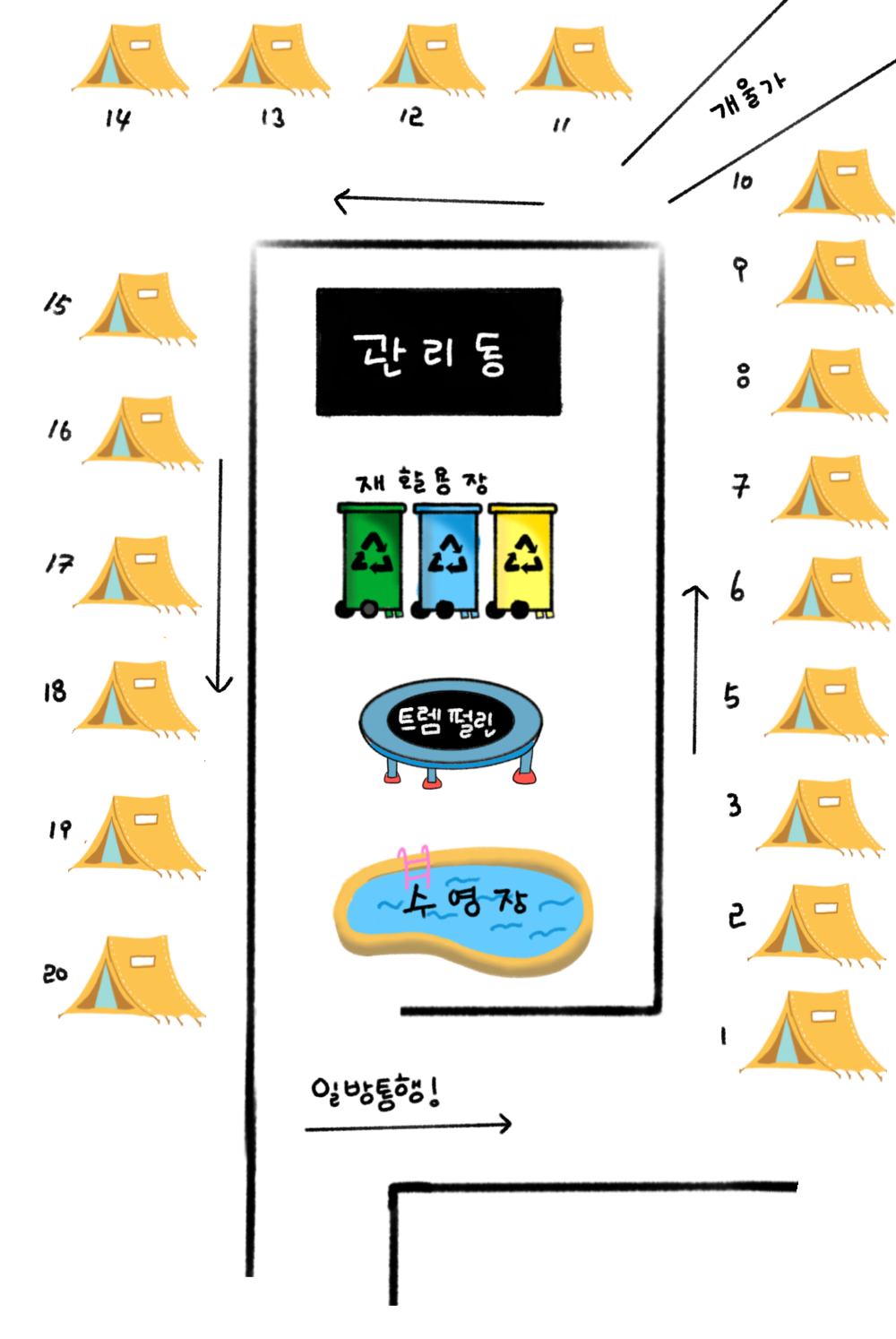 안전 및 시설배치도입니다